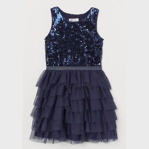 H&M girls’ navy dress with tulle and sequin